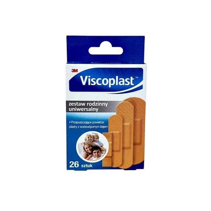 Plasturi VISCOPLAST, set 26 buc, 4 dimensiuni, waterproof, hipoalergenic