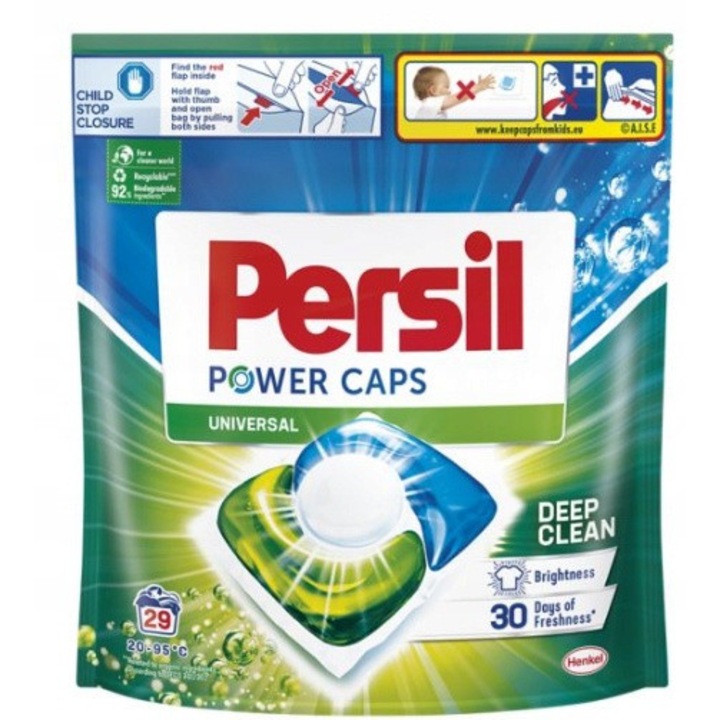 Detergent rufe, Persil, Power Caps, set 29 capsule, alb, universal