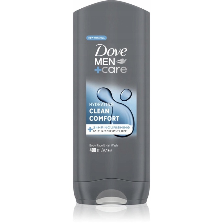 Gel de dus 3in1 Dove Men, Clean Comfort, 400 ml, pentru barbati, hidratare, efect de prospetime