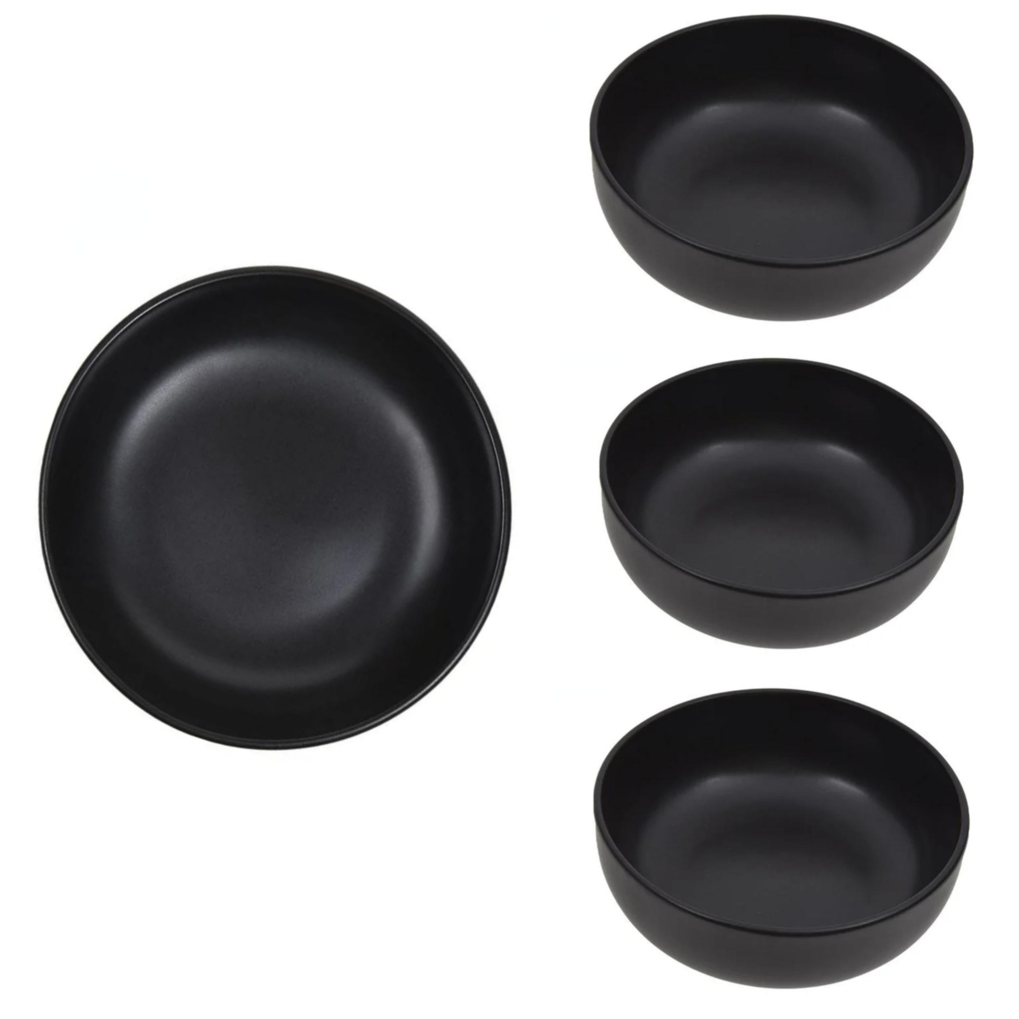 Set de 4 boluri de ceramică adanci Nordic negru 15x5.5cm, 680 ml
