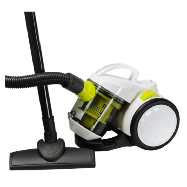 Aspirator fara sac, 700W, capacitate 1.5 L, aspirare uscata, ciclonic, filtru HEPA, Alb-Verde