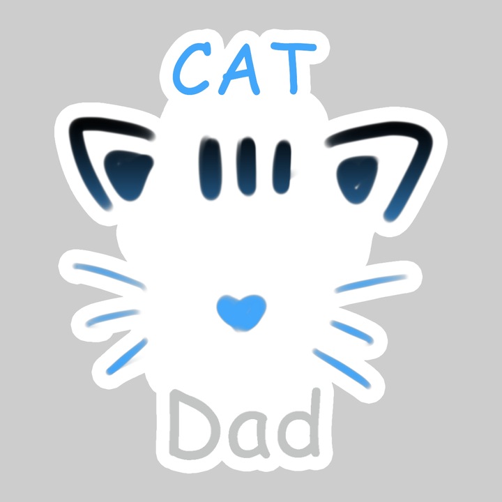 Sticker Cat Dad Albastru, Autoadeziv, Cool Funny Texte, Cri-Flo, 20 cm
