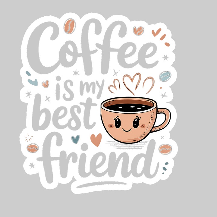 Sticker Coffee Is My Best Friend, Autoadeziv, Cool Funny Texte, Cri-Flo, 6 cm