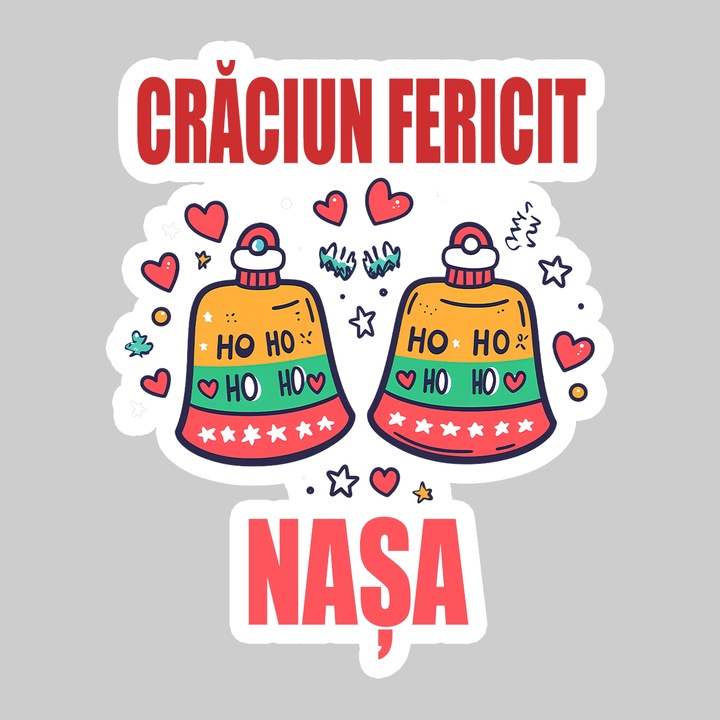 Sticker Craciun Fericit Nasa Model Cani, Autoadeziv, Cool Funny Texte, Cri-Flo, 20 cm