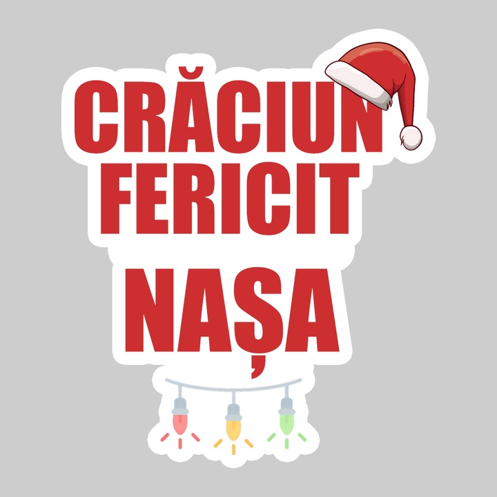 Sticker Craciun Fericit Nasa Model Verde, Autoadeziv, Cool Funny Texte, Cri-Flo, 25 cm
