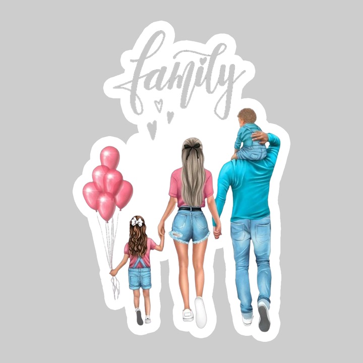 Sticker Family Fericita, Autoadeziv, Cool Funny Texte, Cri-Flo, 20 cm