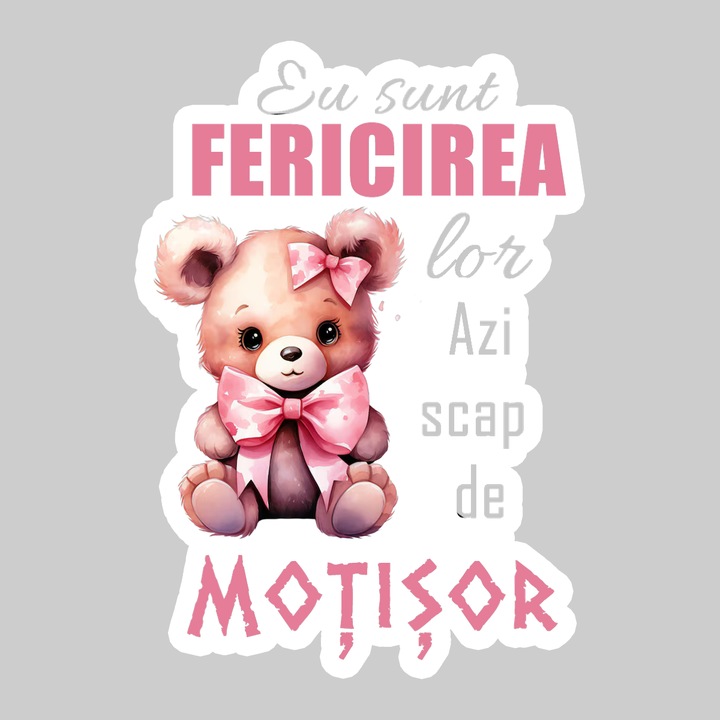 Sticker Fericirea Lor Azi Motisor Fata, Autoadeziv, Cool Funny Texte, Cri-Flo, 6 cm