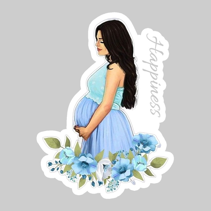 Sticker Femeie Insarcinata Albastru, Autoadeziv, Cool Funny Texte, Cri-Flo, 15 cm