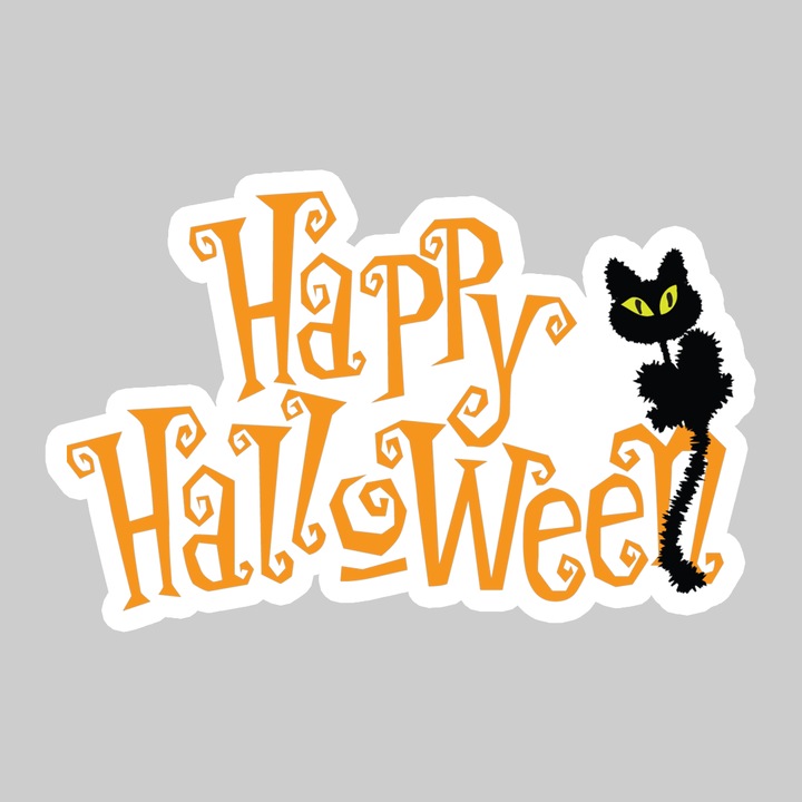 Sticker Halloween Pisica Neagra, Autoadeziv, Cool Funny Texte, Cri-Flo, 15 cm