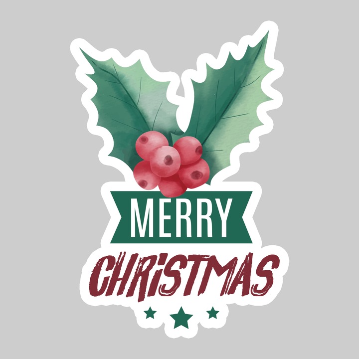 Sticker Merry Christmas Verde Clasic, Autoadeziv, Cool Funny Texte, Cri-Flo, 10 cm
