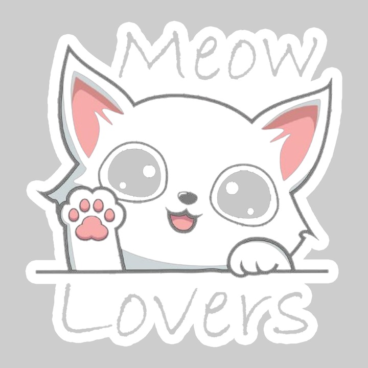 Sticker Meow Lovers Pisica, Autoadeziv, Cool Funny Texte, Cri-Flo, 25 cm
