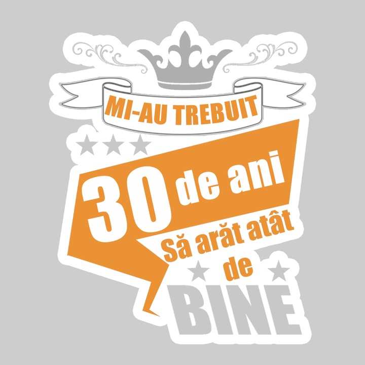 Sticker Mi Au Trebuit 30 De Ani Bine Portocaliu, Autoadeziv, Cool Funny Texte, Cri-Flo, 20 cm