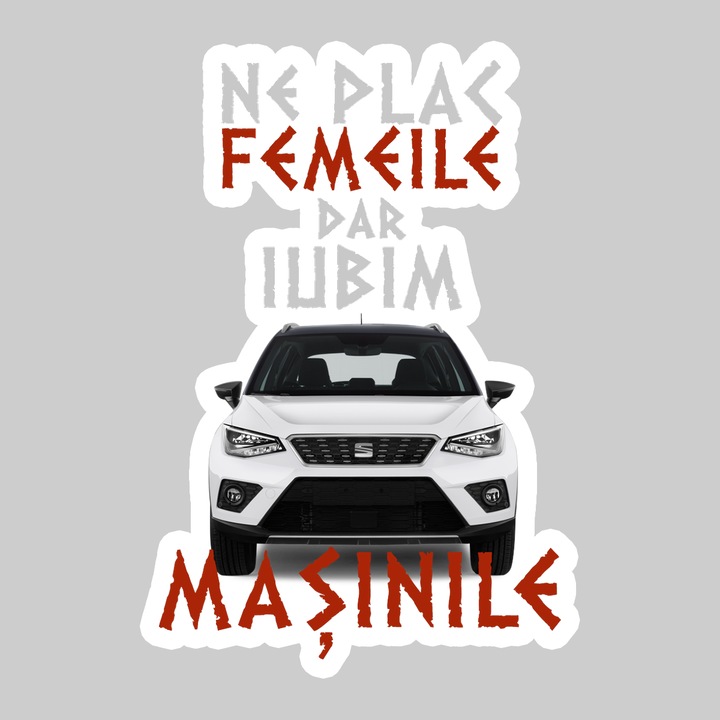 Sticker Ne Plac Femeile Dar Iubim Masinile Seat, Autoadeziv, Cool Funny Texte, Cri-Flo, 20 cm