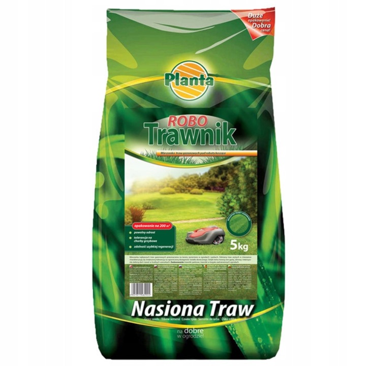 Mieszanka gazonului Robo Trawnik, Planta, 5 kg, 200 m2, rezistenta la taiere frecventa, crestere lenta