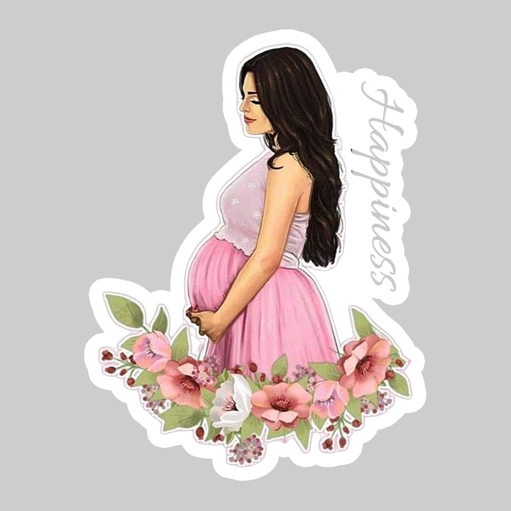 Sticker Femeie Insarcinata Roz, Autoadeziv, Cool Funny Texte, Cri-Flo, 15 cm