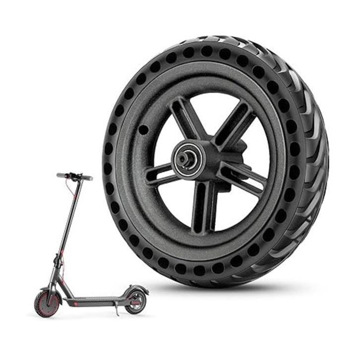 Roata spate completa trotineta Xiaomi M365, 8.5 inch, anvelopa plina cu janta, anti-pana, montaj rapid