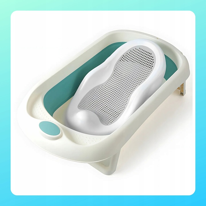Suport de baie tip sezlong pentru bebelusi, WatchMe, Alb/Gri, 56 x 30 x 25 cm, Plastic si silicon, suprafata anti-alunecare, design pliabil, orificii pentru scurgerea apei, max 8 kg, 0-12 luni, foarte sigur, confortabil si igienic la spalare