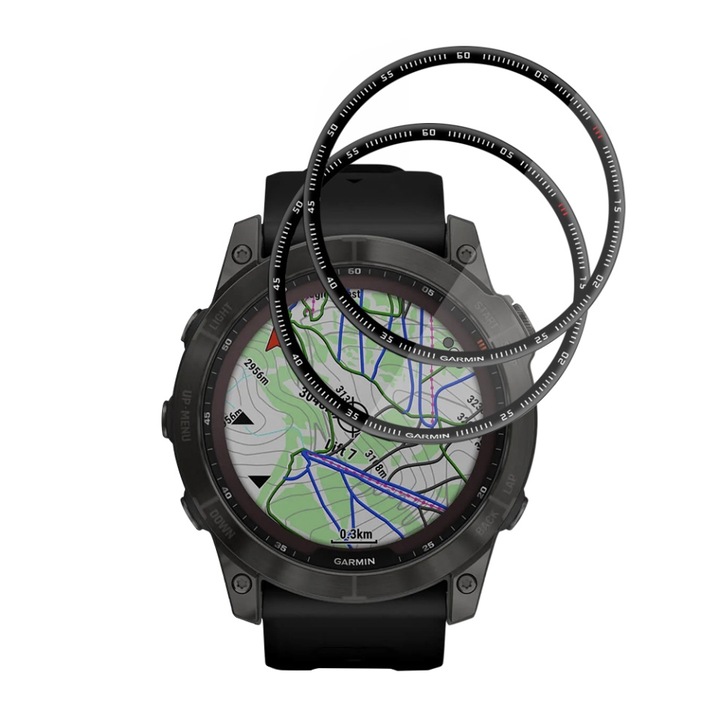 [Pachet 2x] Folie pentru Garmin Fenix 7X, protectie zgarieturi, set cu sticker, Nano Flex, Negru