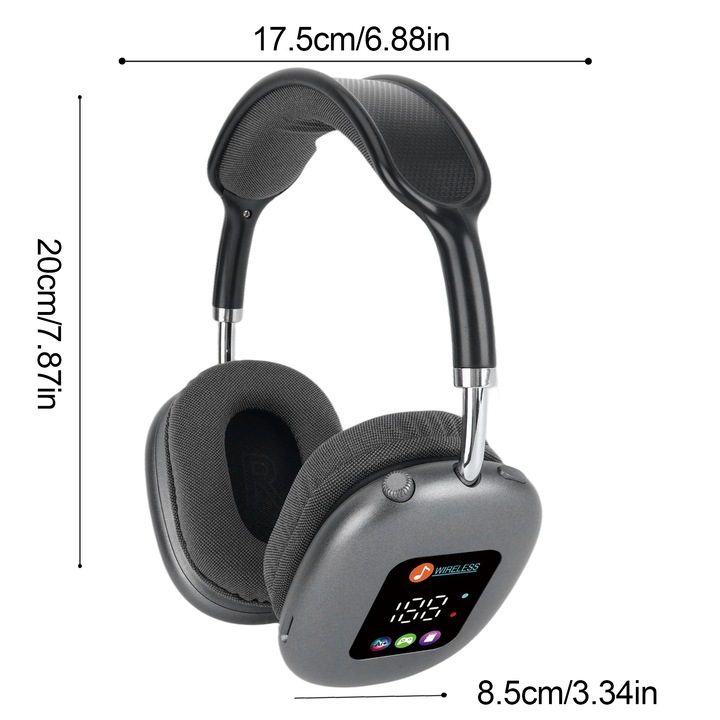 Juksun 5.4 Bluetooth fejhallgató, LED, 30 óra üzemidő, fekete, 40mm