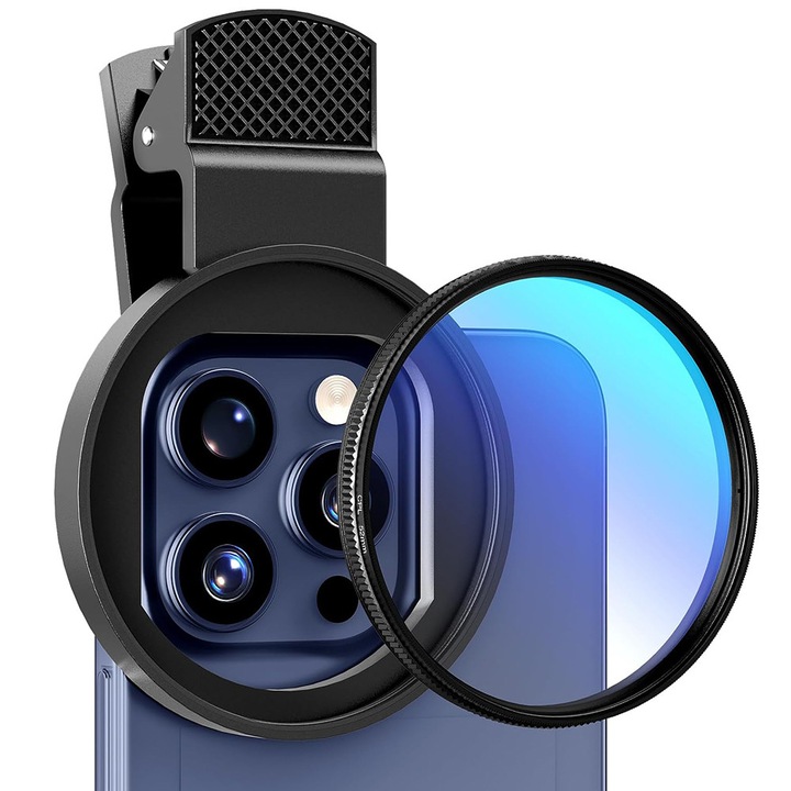 Filtru CPL 52mm, montaj prin infiletare, clip-on, sticla optica HD, compatibil cu Phone, dar si cu camere foto profesionale DSLR