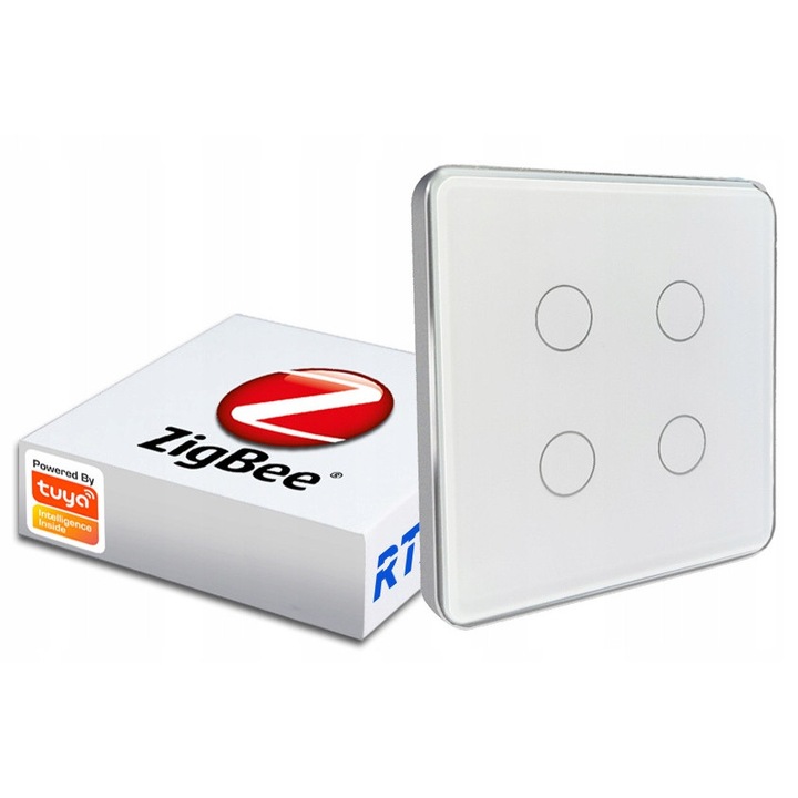 Pilot inteligent 4 poli, 12 scenarii, ZigBee 3.0, alb, 86x86mm