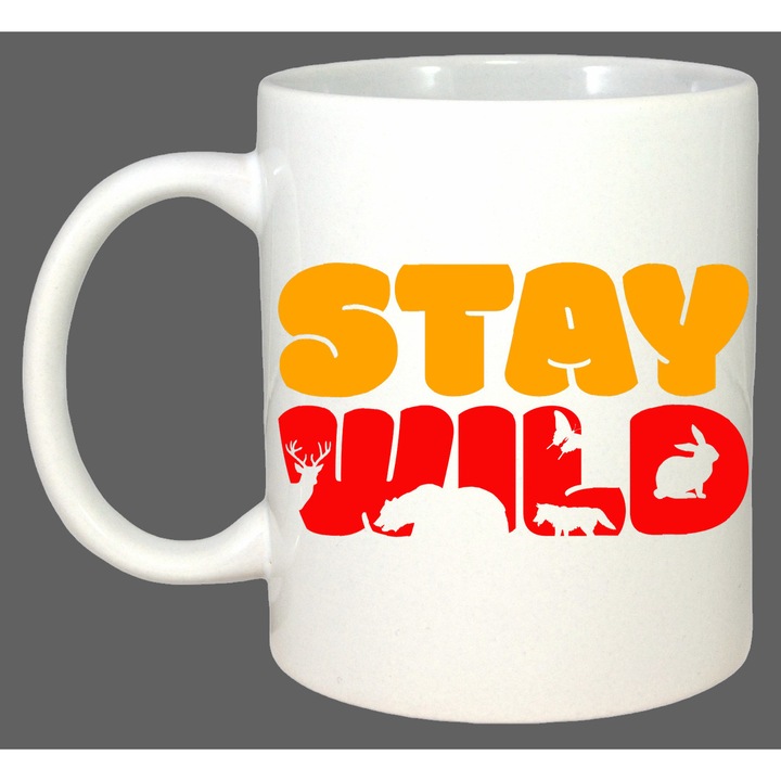 Cana Stay Wild, Cadou, Sarbatori, Cri-Flo, Culoare Alb, 330 ml