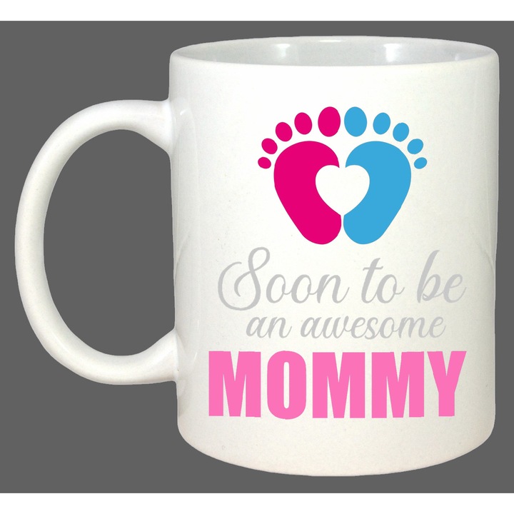 Cana Soon To Be Mommy Roz, Cadou, Sarbatori, Cri-Flo, Culoare Alb, 330 ml