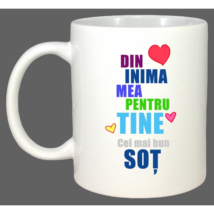 Cana Din Inima Mea Pentru Tine Sot, Cadou, Sarbatori, Cri-Flo, Culoare Alb, 330 ml