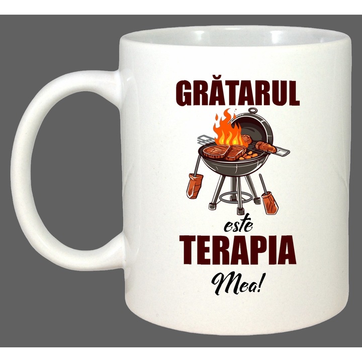 Cana Gratarul Este Terapia Mea, Cadou, Sarbatori, Cri-Flo, Culoare Alb, 330 ml