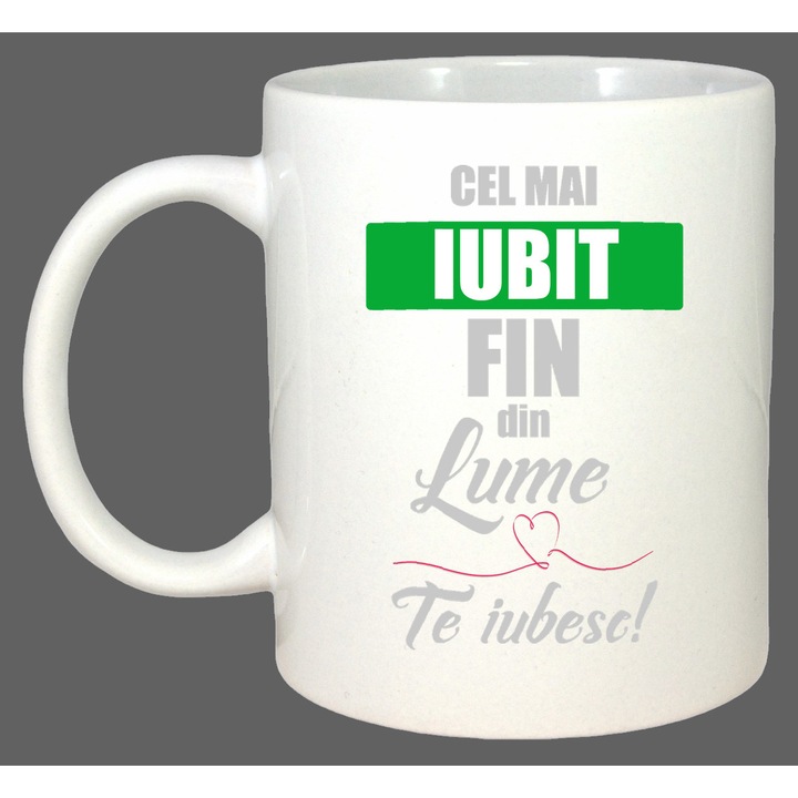 Cana Cel Mai Iubit Fin Mesaj, Cadou, Sarbatori, Cri-Flo, Culoare Alb, 330 ml