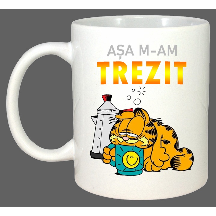 Cana Garfield Dimineata, Cadou, Sarbatori, Cri-Flo, Culoare Alb, 330 ml