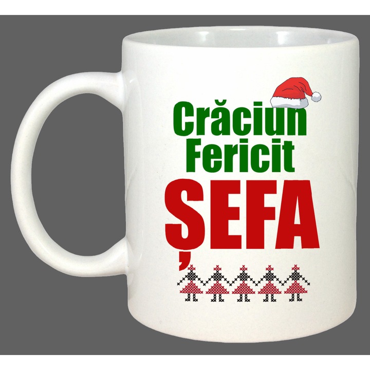 Cana Craciun Fericit Sefa Verde, Cadou, Sarbatori, Cri-Flo, Culoare Alb, 330 ml