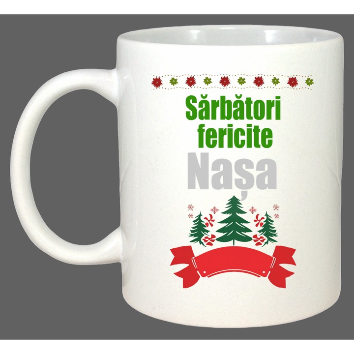 Cana Sarbatori Fericite Nasa Verde Brad, Cadou, Sarbatori, Cri-Flo, Culoare Alb, 330 ml