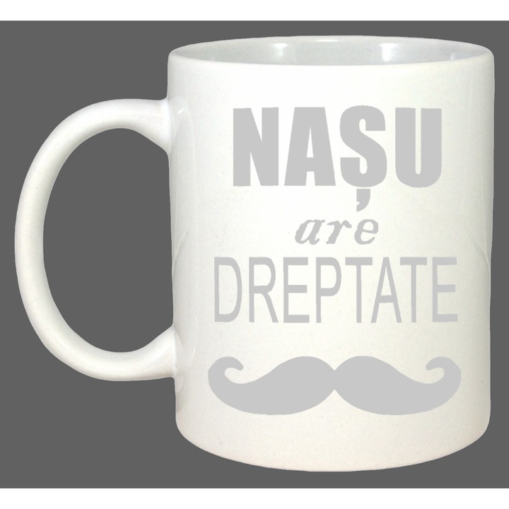 Cana Nasu Are Dreptate Negru, Cadou, Sarbatori, Cri-Flo, Culoare Alb, 330 ml