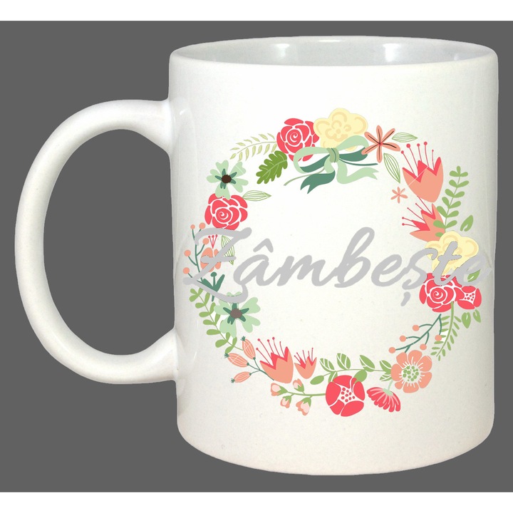 Cana Zambeste Floral, Cadou, Sarbatori, Cri-Flo, Culoare Alb, 330 ml