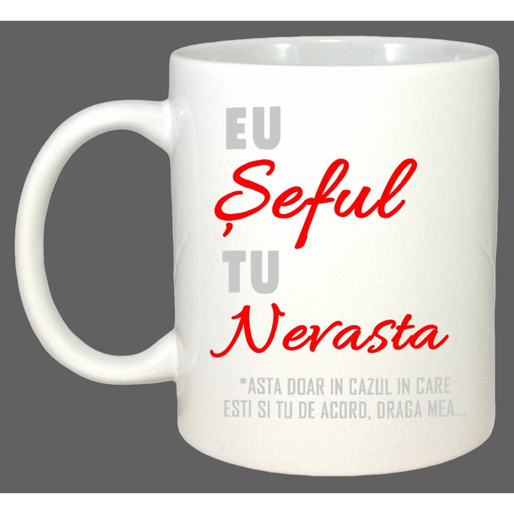 Cana Eu Sef Tu Nevasta, Cadou, Sarbatori, Cri-Flo, Culoare Alb, 330 ml