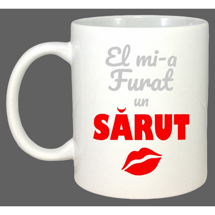 Cana El Mi-A Furat Un Sarut, Cadou, Sarbatori, Cri-Flo, Culoare Alb, 330 ml