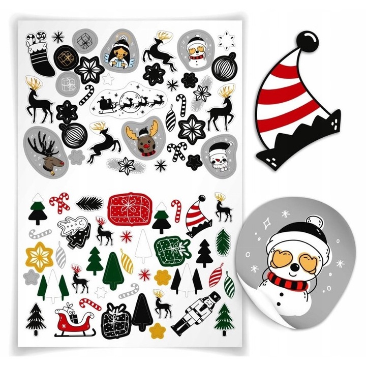 Set de stickere decorative pentru cadouri, Allbag, motive de Craciun, multicolor, autocolante