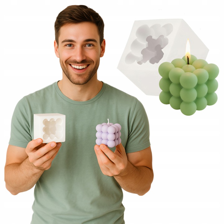 Forma siliconica pentru lumanari Bubble, Allbag, 6,5x6cm, alb, 1 bucata