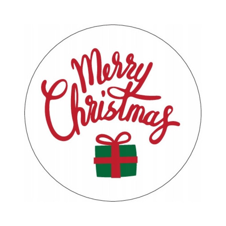 Set 10 Stickere Decorative Merry Christmas, ecologice, 45mm, multicolor