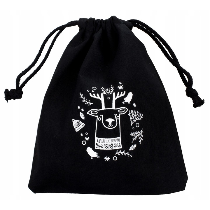Sacosa de cadou, Allbag, 18x32cm, neagra, 145g, ecologica, cu imprimeu festiv