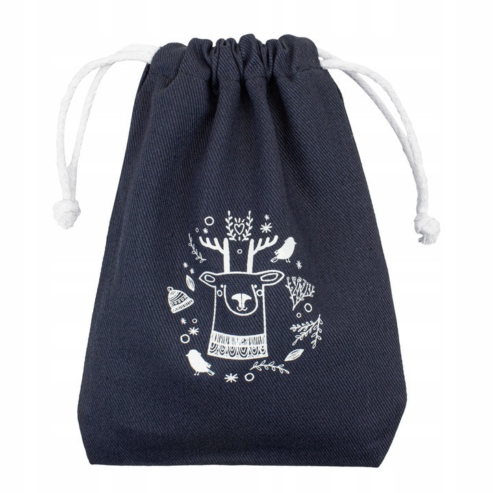 Sacosa decorativa de Craciun Allbag 15x20cm, gri, reutilizabila, ecologica