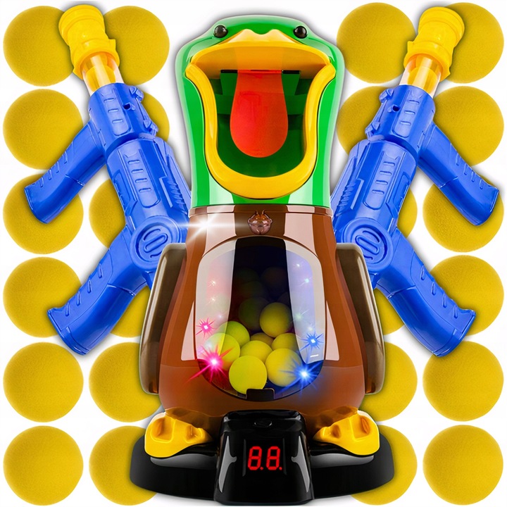 ÜGYESSÉGI JÁTÉK ÉHES KACSA CÉLBALÖVÉS 2 PISZTOLY + LABDÁK