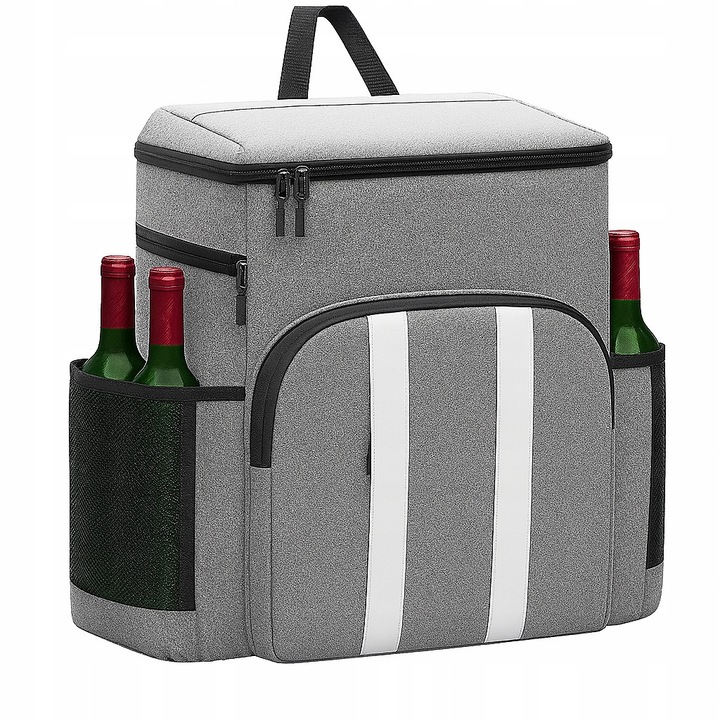 Rucsac termoizolant Allbag 30L, gri, 34x22x40cm, compartimentat, pentru picnic si plaja