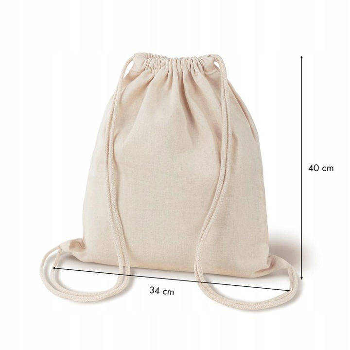Памучна чанта Allbag, 34x40см, екрю, 220гр, едно отделение, произведена в Полша