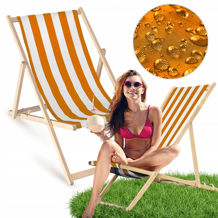 Sezlong din lemn de fag, Allbag, portocaliu, 55x120cm, 3 trepte de inaltime, pliabil