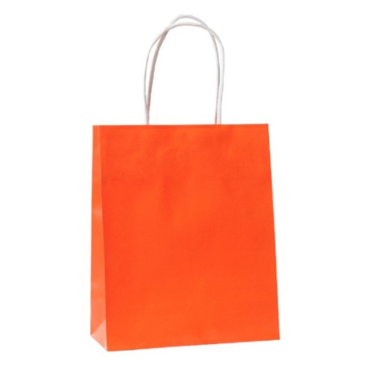 Set 10 torbe de hartie portocalii 24x10x34 cm Allbag