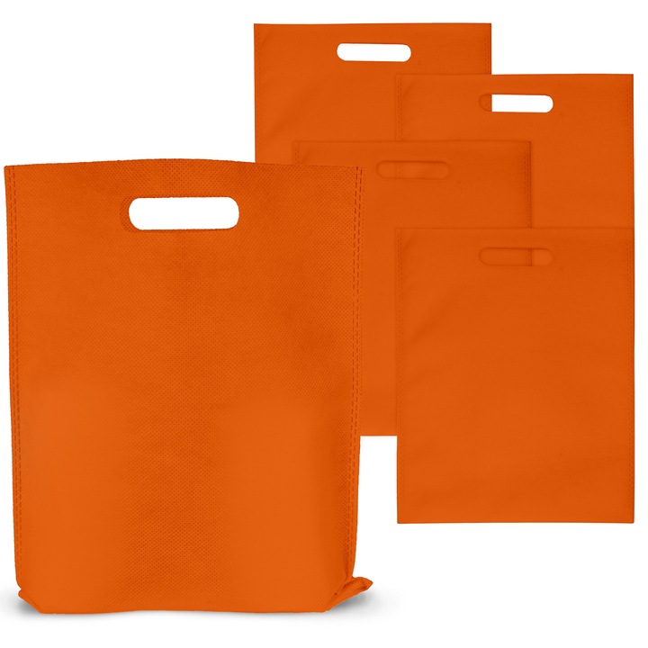 Set 5 pungi ecologice non-woven, 25x30cm, portocalii