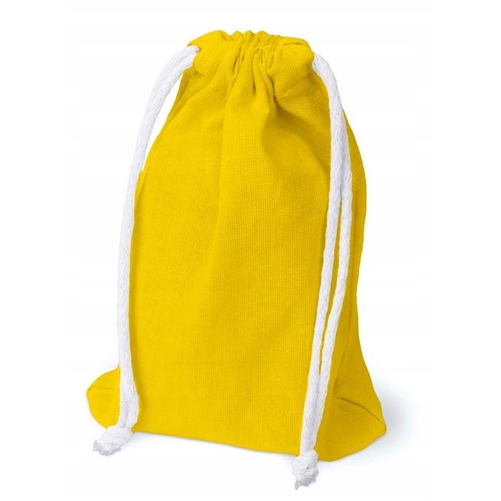 Allbag, Sac din bumbac, 25x30cm, galben cu sfoara alba, 135g/m2, set 1 bucata