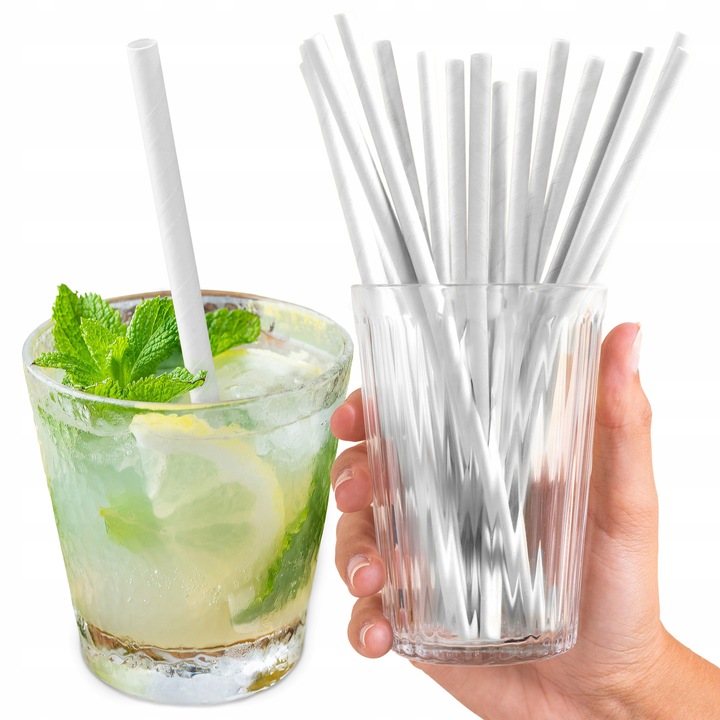 Set 20 paie din hartie, Allbag, 24x0.8cm, ecologice, albe